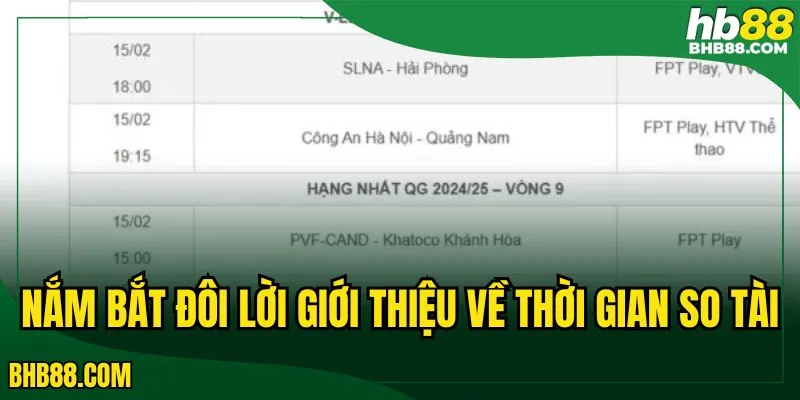 Nắm bắt đôi lời giới thiệu về thời gian so tài